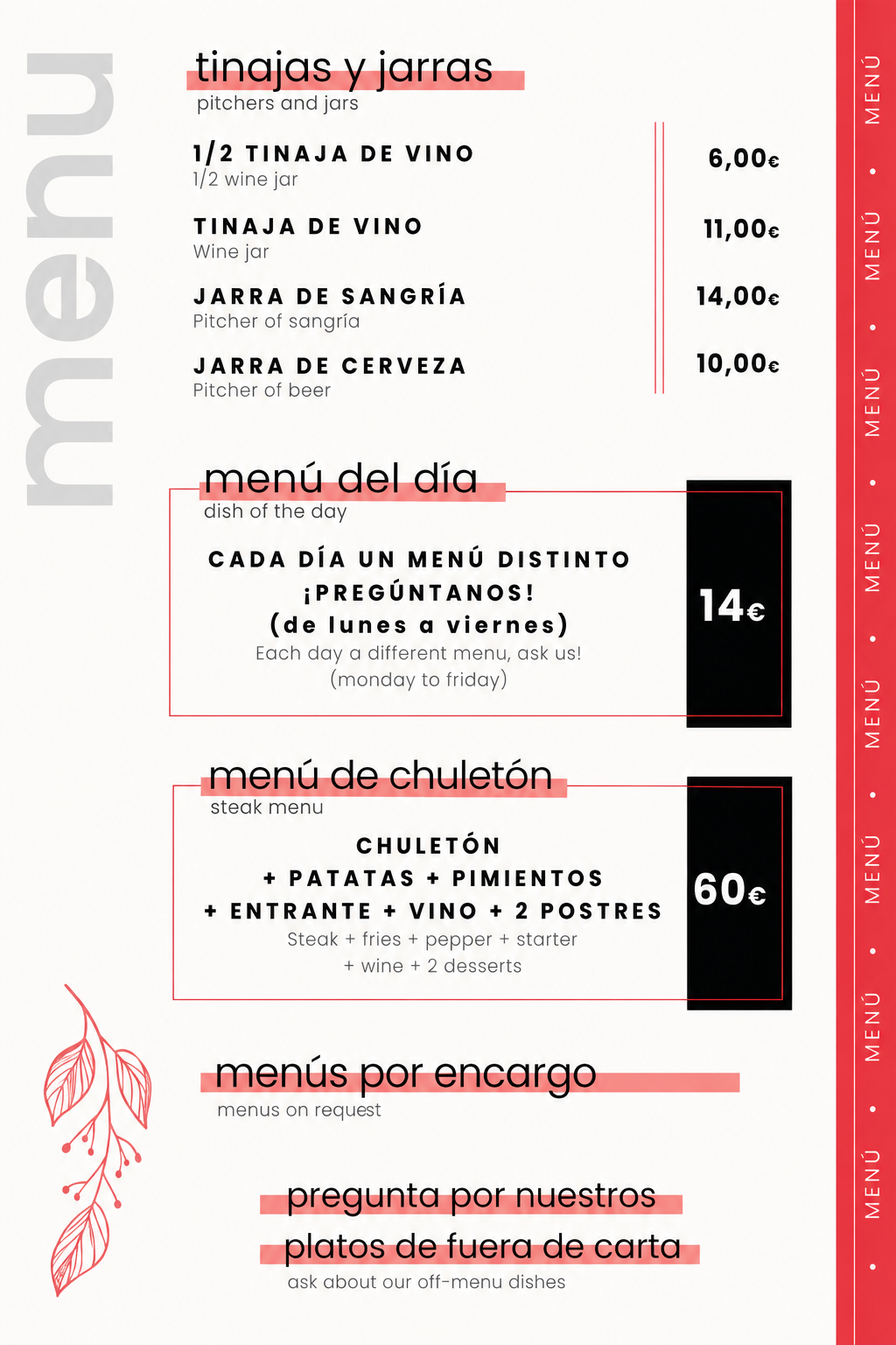 candela 3 menu
